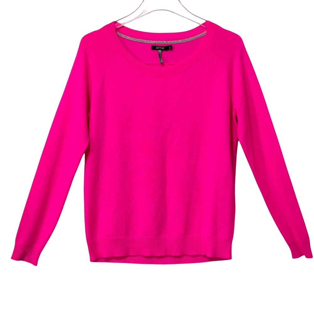 Apt. 9 Cashmere Sweater -S medium Barbie Pink Crewneck Long Sleeve Luxury Soft
